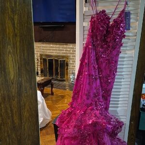 Elegant Pink Floral Wedding Dress